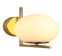 BARCELONA LED - Aplique de pared Margaret, con Pantalla Esférica de Cristal Opalino. Lámpara de pared diseño Elegante Dorado casquillo E27 G45 para salón, comedor, dormitorio