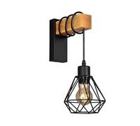 BARCELONA LED Aplique de Pared Nórdico "RODEN" Estilo Jaula | Lámpara de pared de Madera Maciza y Metal. Casquillo E27. Diseño Geométrico Vintage para pasillos, entradas, salon, habitacion