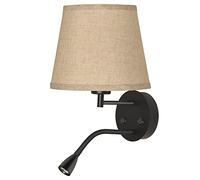 Barcelona LED - Aplique de pared PAIR. Lámpara de pared Casquillo E27 con Flexo Foco de Lectura Orientable 3W. Pantalla textil e interruptor para Dormitorio Cabecero Cama Salón