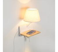 BARCELONA LED - Aplique de Pared para Lectura “Artin” -Foco orientable Iluminación Cálida 2700K - Lámpara de Cabecero Moderna con Puerto USB y Estante para Dormitorio o Hotel