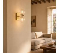 BARCELONA LED Aplique De Parede Cantha Dupla Esfera Vidro G9 Dourado