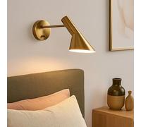 BARCELONA LED Aplique de Parede Design Melisa, Candeeiro de Parede Vintage em Alumínio Dourado com Abajur Orientável, Casquilho E27 para Cabeceira de Cama, Quarto, Corredor e Sala de Estar, Estilo