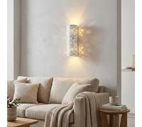 BARCELONA LED Aplique de Parede em Gesso Branco Esférico com Design Perfurado 2xE14 Luz Up Down Candeeiro de Parede Moderno Minimalista Estilo Nórdico Interior Sala Quarto Hotel