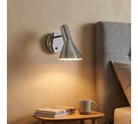 BARCELONA LED Aplique De Parede Melisa E27 Orientável Cromado | Alumínio, cúpula assimétrica, interruptor integrado, 130 x 120 x 300 mm, quarto, leitura, interior IP20