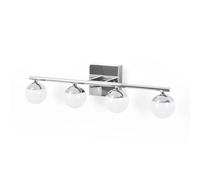 BARCELONA LED Aplique LED para baño Cromado 12W IP44 con 4 esferas difusoras. Luz blanca neutra 4000K. Barra de 49 cm. Lámpara de pared para Baño, illuminación moderna y funcional para espejo y lavabo