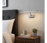 BARCELONA LED Aplique LED para Cuadros 6W Ajustable Cromado | Lámpara de Pared Interior con Brazo Orientable | Luz Cálida 2700K | Iluminacuadros LED CRI>80 para Fotos, Arte, Espejos, Salón y Galerías