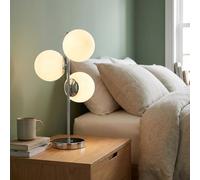 BARCELONA LED Candeeiro De Mesa ROM 3 Globos Vidro E27 Ø15 Cm Cromado | Alumínio e difusores opalinos, altura 550 mm, largura 300 mm, cabo 1260 mm com interruptor, uso interior IP20