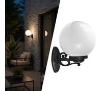 BARCELONA LED Candeeiro Parede Exterior NAUTA Globo E27 IP44 Preto | Design Clássico,Difusor Opalino Esférico,IK04,Jardim,Terraço,Fachada,Iluminação Decorativa