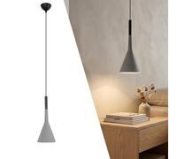 BARCELONA LED Candeeiro Suspenso CALYX E27 Ø15cm, Luminária Moderna em Alumínio Cinzento Mate, Design Minimalista para Cozinha, Sala de Jantar, Bar e Ilha, Cabo Ajustável 83cm