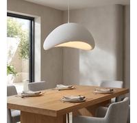 BARCELONA LED Candeeiro Suspenso Grande Wabi Sabi Ø50cm, Candeeiro de Teto em Resina Texturizada Artesanal, Casquilho E27, Estilo Japandi Boho Minimalista para Sala, Sala de Jantar e Quarto
