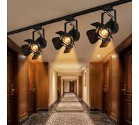 BARCELONA LED Foco Calha Trifásica Preto Estilo Industrial Vintage Cinema E27 Orientável 60W Luminária Teto para Quarto Escritório Escada Restaurante Café Decoração Moderna Nórdica