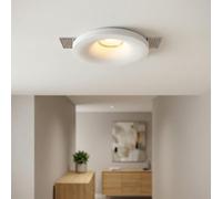 BARCELONA LED Foco Embutido GU10 em Gesso Branco Ø130x50mm Trimless Redondo, Downlight de Teto com Estrutura em, Design Moderno Clássico Luxo para Pladur