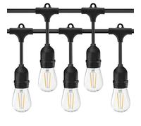 BARCELONA LED Guirnalda decorativa exterior 10 metros con 10 casquillos E27 IP44, luces LED para jardín, terraza, patio, pérgola, bares, restaurantes y eventos al aire libre, color negro