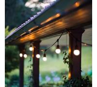 BARCELONA LED - Guirnalda luces exterior 10 metros + 10 bombillas LED E27 1W, tiras led IP44 | luces exterior en Blanco cálido para Jardines, terrazas, bares, pubs, comercios