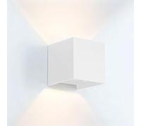 BARCELONA LED KURTIN Aplique de Parede LED 6W Up Down, Abertura de Luz Regulável 0-100°, Branco Quente 3000K, 570lm, IP44, Luminária de Parede em Alumínio para Interior Fachada e Terraço Branco