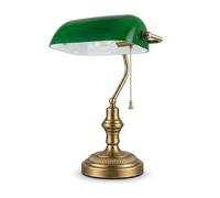 BARCELONA LED Lámpara Banquero Vintage E27 Orientable Con Cristal Verde | Base Cromada De Metal, Pantalla Ajustable, Para Escritorio Biblioteca Oficina Dormitorio Salón, Máx. 40W