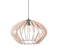 Barcelona LED Lámpara Colgante de Madera Natural PILI Ø48cm, Lámpara de Techo Nórdica Boho Chic Grande, Suspensión E27, Altura Regulable 135cm, Salón Comedor Dormitorio, Modelo LM9001