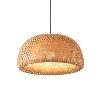 BARCELONA LED - Lámpara colgante de mimbre Hanna. Estilo Boho Rústica - Pantalla artesanal natural, Cable ajustable de Negro - Lámpara colgante para isla cocina, dormitorio, comedor o salón
