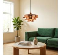 BARCELONA LED Lámpara Colgante MACARRON Cobre de 3 Niveles, Metal Hierro, Estilo Bauhaus Minimalista, Diseño Indirecto No Deslumbrante, Clásica Vintage Moderna y Lujo Contemporáneo E27