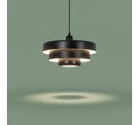 BARCELONA LED Lámpara Colgante MACARRON Negro de 3 Niveles, Metal Hierro, Estilo Bauhaus Minimalista, Diseño Indirecto No Deslumbrante, Clásica Vintage Moderna y Lujo Contemporáneo E27