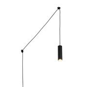 BARCELONA LED Lámpara colgante pequeña GU10 negra mate con cable y enchufe 330cm, estilo moderno minimalista retro industrial, aluminio, luz focal para comedor, salón, dormitorio, techo o mesa