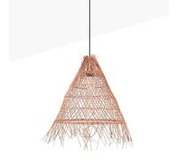 BARCELONA LED- Lámpara colgante techo de mimbre "Willow". Lámpara casquillo E27, Florón y cable ajustable (Negro). Lámpara de techo dormitorio, salones, locales comerciales.