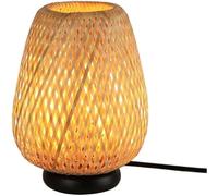BARCELONA LED Lámpara de Mesa de Mimbre CARL E27, Lámpara de Ratán y Bambú Estilo Japonés Natural, Luz Ambiente para Dormitorio Salón Oficina Comedor Café, Diseño Nórdico Vintage Industrial
