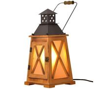 BARCELONA LED - Lámpara de mesa "GOBEL". Farol Decorativo Vintage de madera, Estilo Rustico, Casquillo E27 | Farol uso Interior y Exterior, con Asa para Colgar o Apoyar