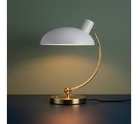 BARCELONA LED Lámpara de Mesa Ulia de Metal Blanco y Dorado Estilo Bauhaus Vintage Industrial y Nórdico Moderno con Pantalla Blanca Ajustable E27 Clásica de Diseño