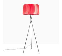 BARCELONA LED - Lámpara de pie trípode Roja PRON - Pantalla de tela artesanal y Base de aluminio- Moderna y minimalista -Casquillo E27 -Lámpara decorativa de pie ideal para salón dormitorio estudio