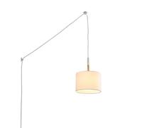 BARCELONA LED Lámpara de Techo Colgante Grande Estilo Clásico y Moderno de Lujo, Pantalla Blanca de Plástico con Detalles de Madera, Diseño Vintage Elegante para Salón, Comedor y Espacios Comerciales