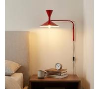 BARCELONA LED Luminária de Parede Industrial Grande 40 cm, Braço Articulado Ajustável Vintage e Moderno, Abajur de Metal Rojo com Interior Branco para Restaurante, Escada e Quarto