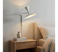 BARCELONA LED Luminária de Parede Industrial Grande 40 cm, Braço Articulado Ajustável Vintage e Moderno, Abajur de Metal Blanco com Interior Branco para Restaurante, Escada e Quarto