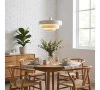 BARCELONA LED Luminária Pendente MACARRON Branco de 3 Níveis, Metal Ferro, Estilo Bauhaus Minimalista, Iluminação Indireta Sem Ofuscar, Clássica Vintage Moderna e Luxo Contemporâneo E27