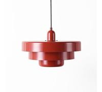 BARCELONA LED Luminária Pendente MACARRON Vermelho de 3 Níveis, Metal Ferro, Estilo Bauhaus Minimalista, Iluminação Indireta Sem Ofuscar, Clássica Vintage Moderna e Luxo Contemporâneo E27