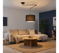BARCELONA LED Luminária Pendente Preta com Braço Articulado E27 Abajur em Tecido, Candeeiro de Teto Industrial Vintage Nórdico Minimalista, Lâmpada Suspensa Ajustável para Quarto Sala Escritório