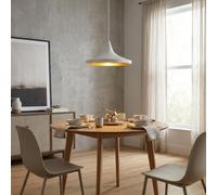 BARCELONA LED Trippel Lámpara Colgante Triple E27 Blanca | Aluminio mate, interior dorado, Ø40 cm, altura hasta 1,6 m, comedor, salón, restaurante, cafetería