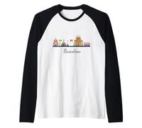Barcelona Monumentos Sagrada Batlló Art Souvenir Camiseta Manga Raglan