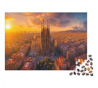 Barcelona Paisaje 1000 Piezas Puzzle Adultos Sagrada Familia Art Collection Entretenimiento Creativo Diversión Pasatiempo Creativo Fantasy Multicolor Decoración del Hogar 1000pcs (75x50cm)