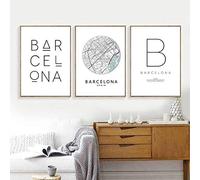 Barcelona Print City Map Poster Barcelona Tipografía Modern Wall Art Canvas Painting Print Spanish Scandi Nordic Home Decor 40x60cmx3 sin Marco