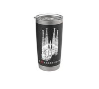 Barcelona Sagrada Família Vintage España I Love Barcelona Vaso térmico de acero inoxidable de doble pared