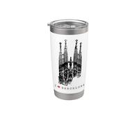 Barcelona Sagrada Família Vintage España I Love Barcelona Vaso térmico de acero inoxidable de doble pared