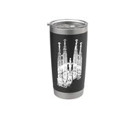 Barcelona Sagrada Família Vintage España I Love Barcelona Vaso térmico de acero inoxidable de doble pared