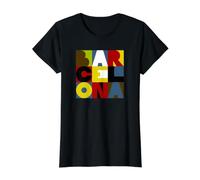 Barcelona Souvenir Camiseta gráfica económica, Mujer, Negro, M