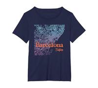 Barcelona T'estimo, Te Amo, Catalán, España Recuerdo Camiseta, Mujer Tallas Grandes, Azul Marino, 1XL Grande