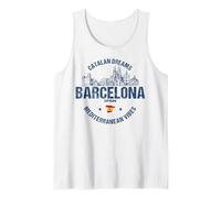 Barcelona Viaje Skyline Vintage España Recuerdos Camiseta sin Mangas