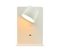 BarcelonaLED Lámpara Aplique de pared LED Aluminio Blanco con base de carga USB, foco orientable de 6W blanco cálido 2700K e interruptor para Dormitorio Cabecero Lectura Salón