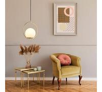 BarcelonaLED Lámpara Colgante Moderna de Techo KATE - Globo de Cristal Blanco y Detalles Dorado Cobre - Casquillo E27 - Estilo Minimalista para Isla de Cocina, Comedor, Salón o Dormitorio