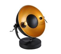 BarcelonaLED Lámpara de Mesa Vintage Negro con Foco Dorado Orientable Nórdico Retro Industrial Moderno con Casquillo E14 LED para Salón Mesita de Noche