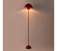 BarcelonaLED Lámpara de Pie Rojo- Diseño Retro “Flower Pot” con Luz Indirecta y Pantalla Semiesférica, Estilo Vintage Moderno, Base Metálica Estable, Casquillo E27